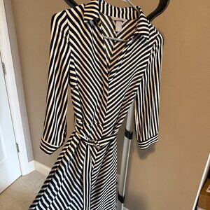 H&M Size 0 Cream/Black striped dress